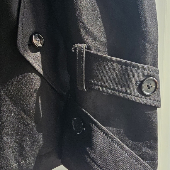 IZZUE Collection Double Breasted Pea Coat Black Short Trenchcoat Unique size L - Picture 3 of 12